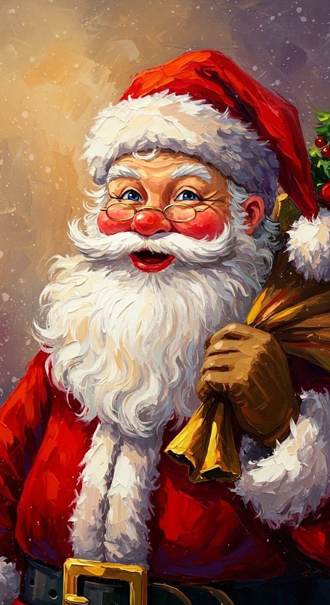 draw a custom santa claus portrait illustration