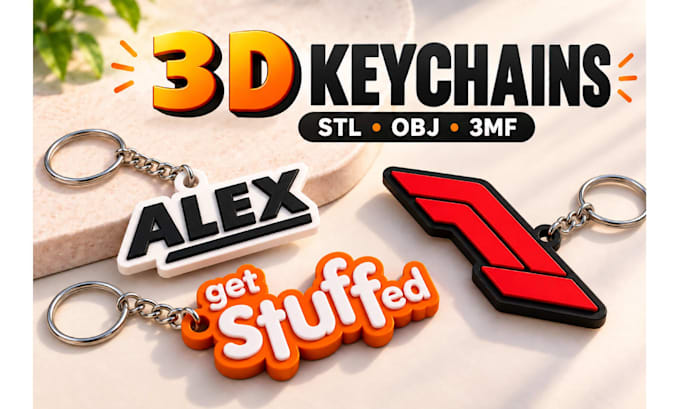 create custom 3d printable keychain stl 3mf and obj