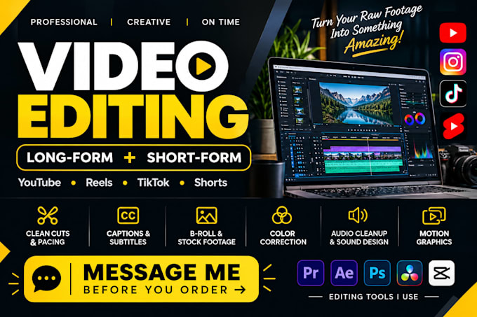 edit short form, long form youtube video, for creators and brands