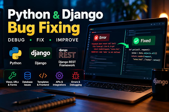 fix bugs and errors in your python or django code