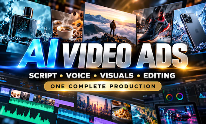 create ai video ads with script, voiceover, visuals and professional editing