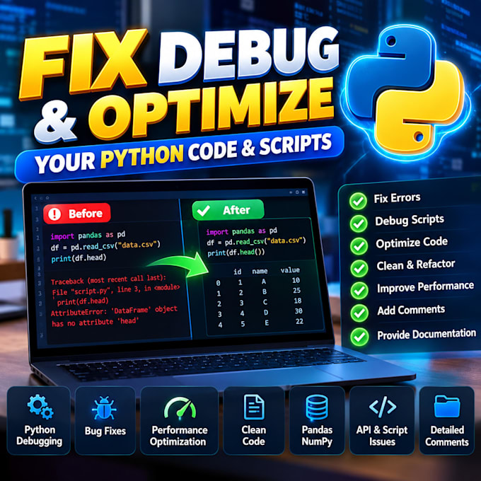 fix debug and optimize your python code and scripts