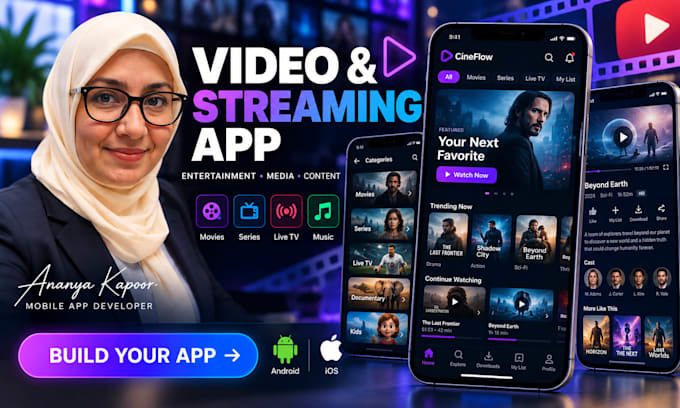 build entertainment app, video app, content app, media app, streaming app