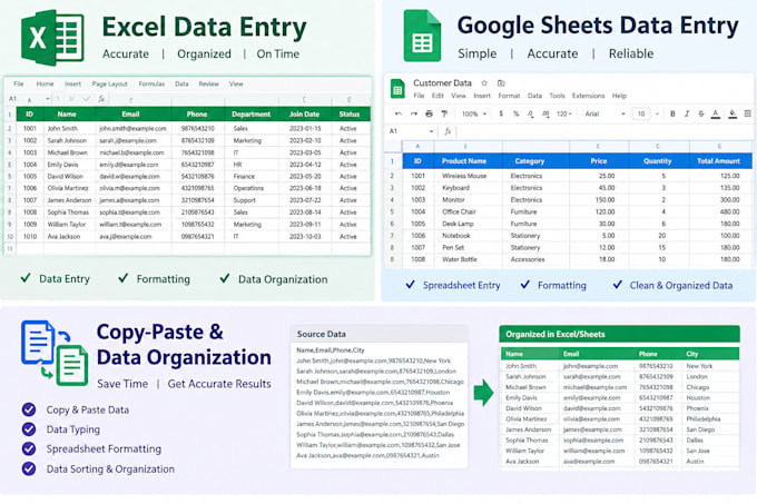 do accurate data entry in excel and google sheets