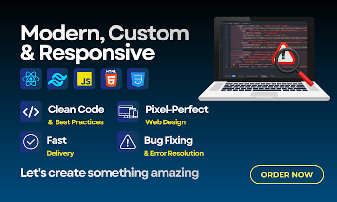 build a responsive website with react, tailwind CSS and HTML