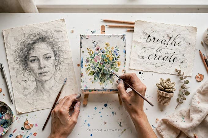 create custom art, sketches, paintings and calligraphy