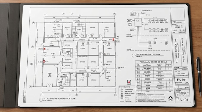 prepare nfpa 72 fire alarm permit drawings