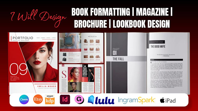 adobe indesign book interior kdp formatting, magazine, catalog, brochure design