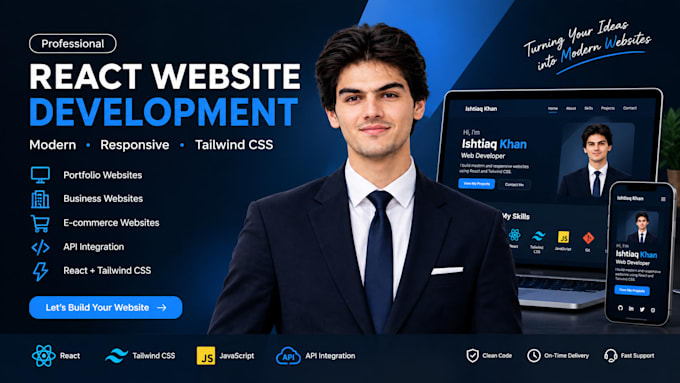 build a modren responsive portfolio website in react