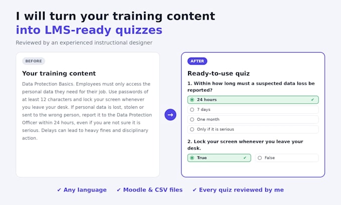 turn your training content into lms ready quizzes