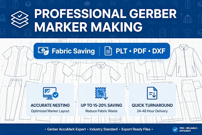 do gerber marker making for garment cutting with low fabric consumption
