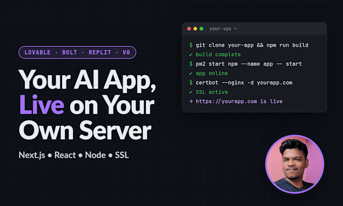 deploy your vibe coded or nextjs app to your own vps