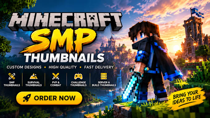 create eye catching minecraft smp style thumbnail in under 20h