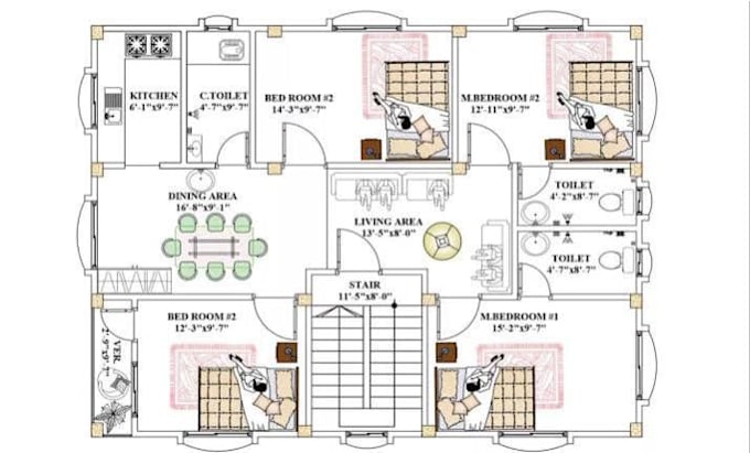 create architectural 2d floor plan, 3d floor plan