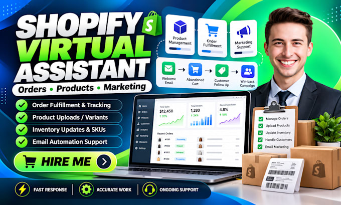 be your shopify virtual assistant, shopify marketing, order fulfill