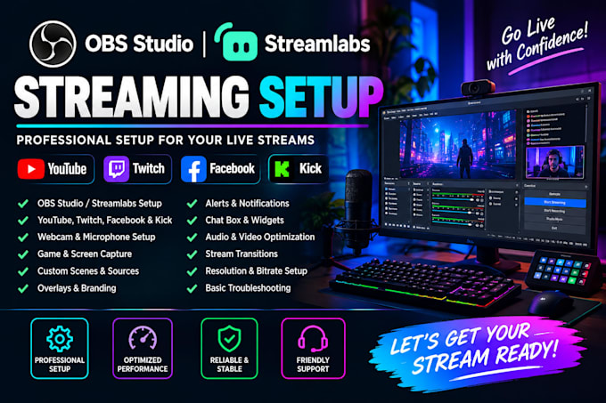 setup obs studio streamlabs for youtube twitch facebook kick