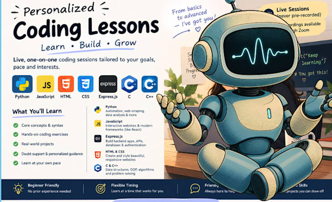 teach you python javascript sql HTML or express nodejs or mongodb or CSS
