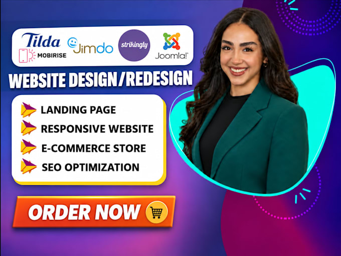 design professional website on jimdo, duda, joomla, strikingly, mobirise, tilda
