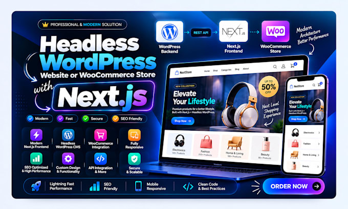 build a headless wordpress website or woocommerce store with next js