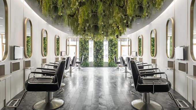 create 3d spa commercial interior with renders