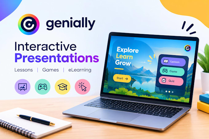 create an interactive genially presentation for business or education