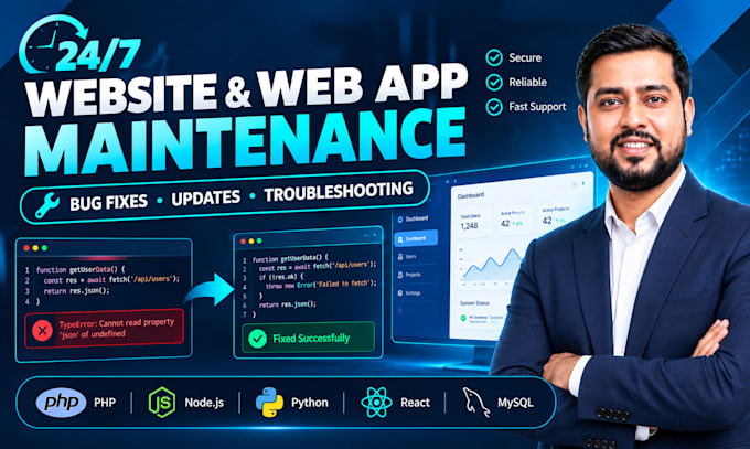 provide 24 hour website and web app maintenance