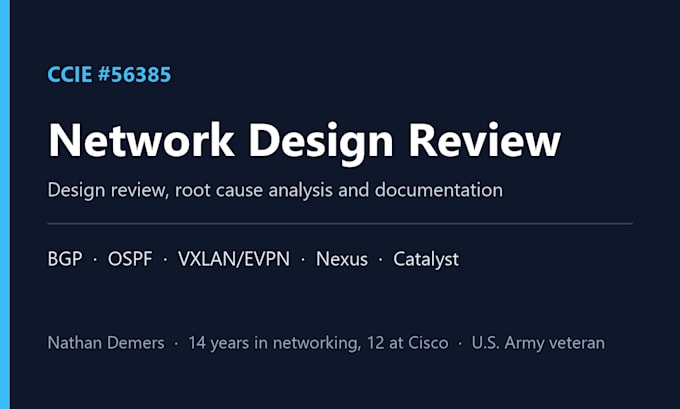 review your cisco network design and write root cause analysis