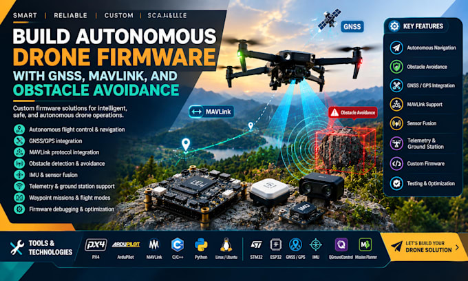 build autonomous drone firmware with gnss, mavlink, and obstacle avoidance