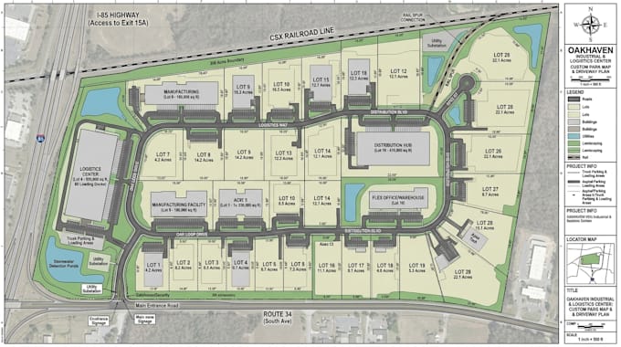 do custom industrial park map, driveway plan, subdivision map, destination map