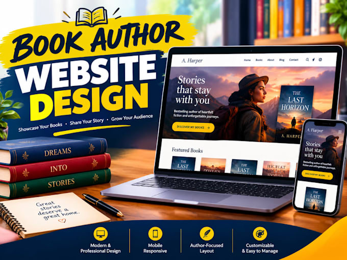 design author website, book website, book author website and book landing page
