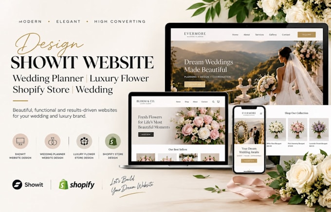 design showit website wedding planner luxury flower shopify store