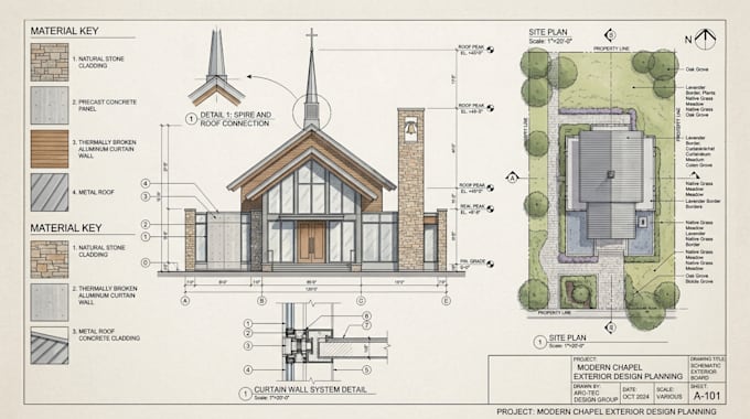 design church architecture, building floor plans and realistic 3d visualization