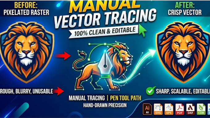 do unique vector tracing, replicate, logo to vector, image to vector in 3 hours