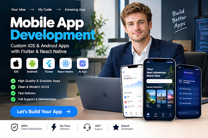 build mobile app development app developer ios android flutter react native ai