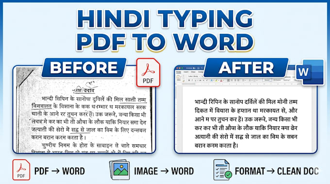 do hindi typing and PDF to word conversion