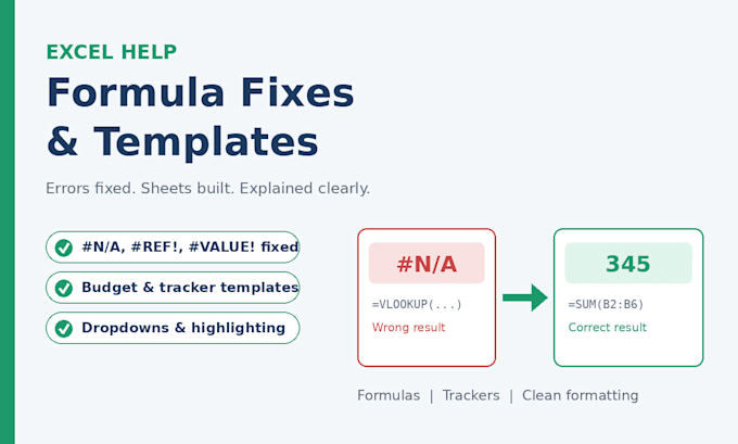 fix excel formulas and build custom spreadsheet templates