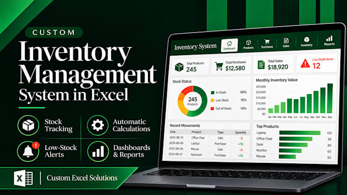 create a custom excel inventory management system with automation
