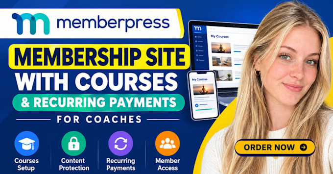 setup memberpress membership site with courses and recurring payment for coaches