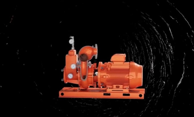 create 3d industrial pump and walve animation