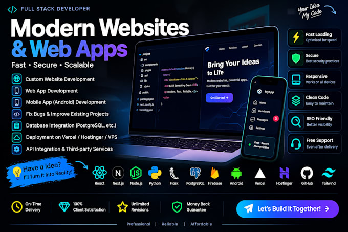 build modern responsive website and andriod app