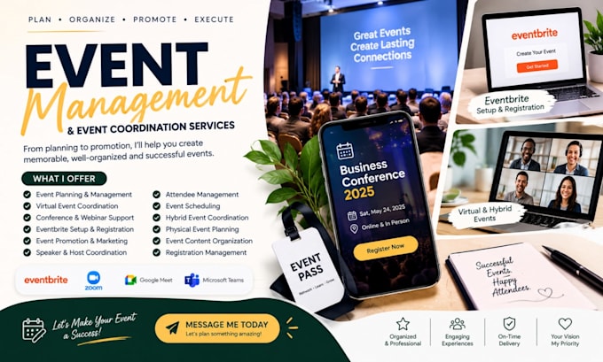 plan, manage and coordinate your virtual conferences and events on eventbrite