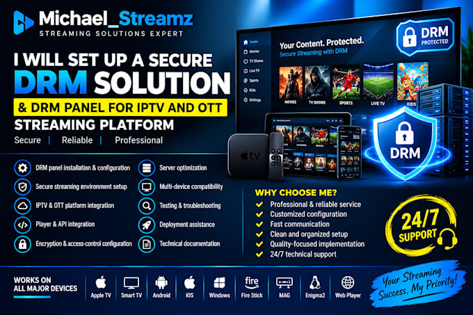 setup a secure drm solution, drm panel for iptv and ott streaming platform