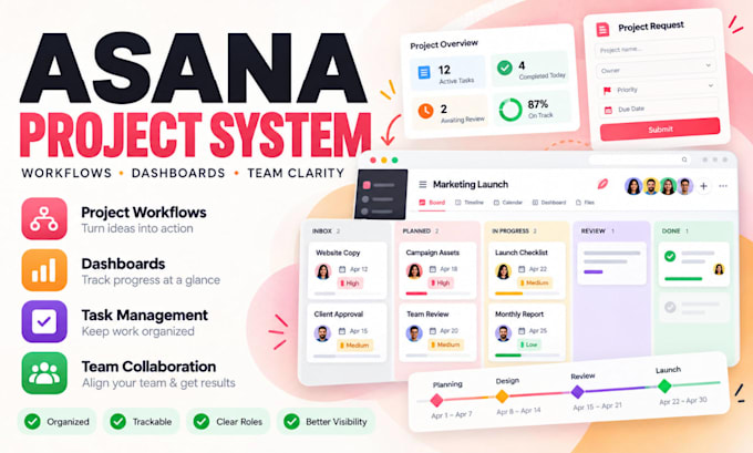 build asana project systems workflows dashboards forms rules and team operations