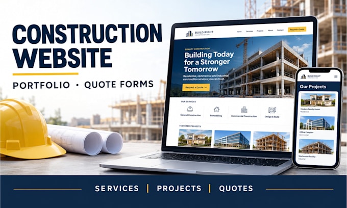 build wordpress contruction website portfolio and quote forms