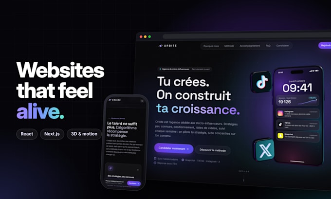 build a modern animated business website in react or next js