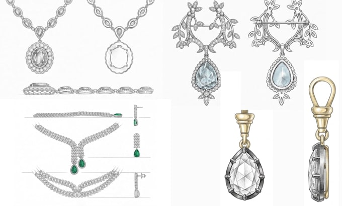 hand drawn custom initial pendant cad sketch jewelry sketch casting ready stl