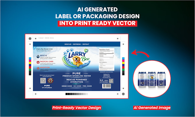convert ai generated label or packaging design into a print ready vector