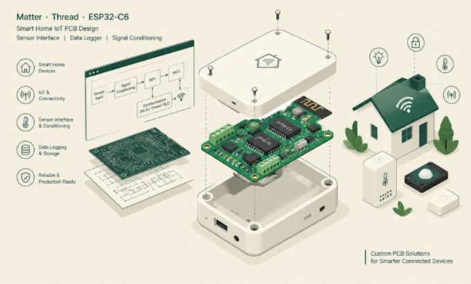 design matter thread esp32 c6 smart home iot switch relay sensor pcb