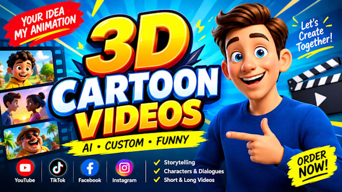 create a 3d cartoon promo video with ia