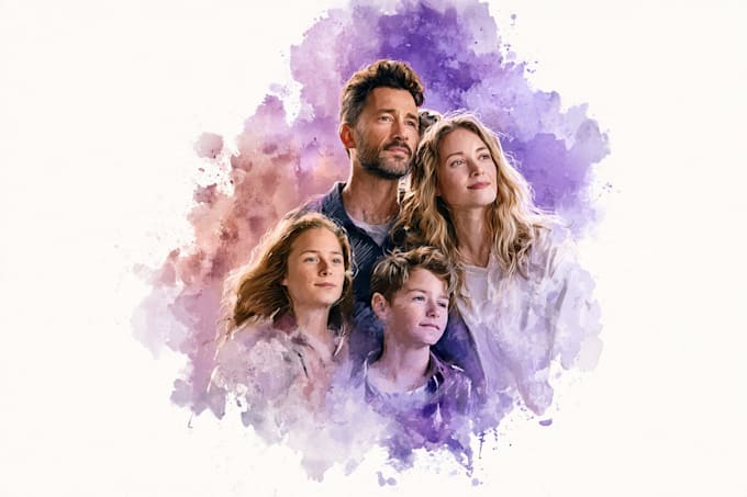 custom watercolor family portrait